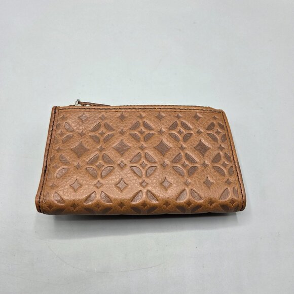 Fossil Brown Leather Embossed Trifold Wallet - Picture 2 of 10